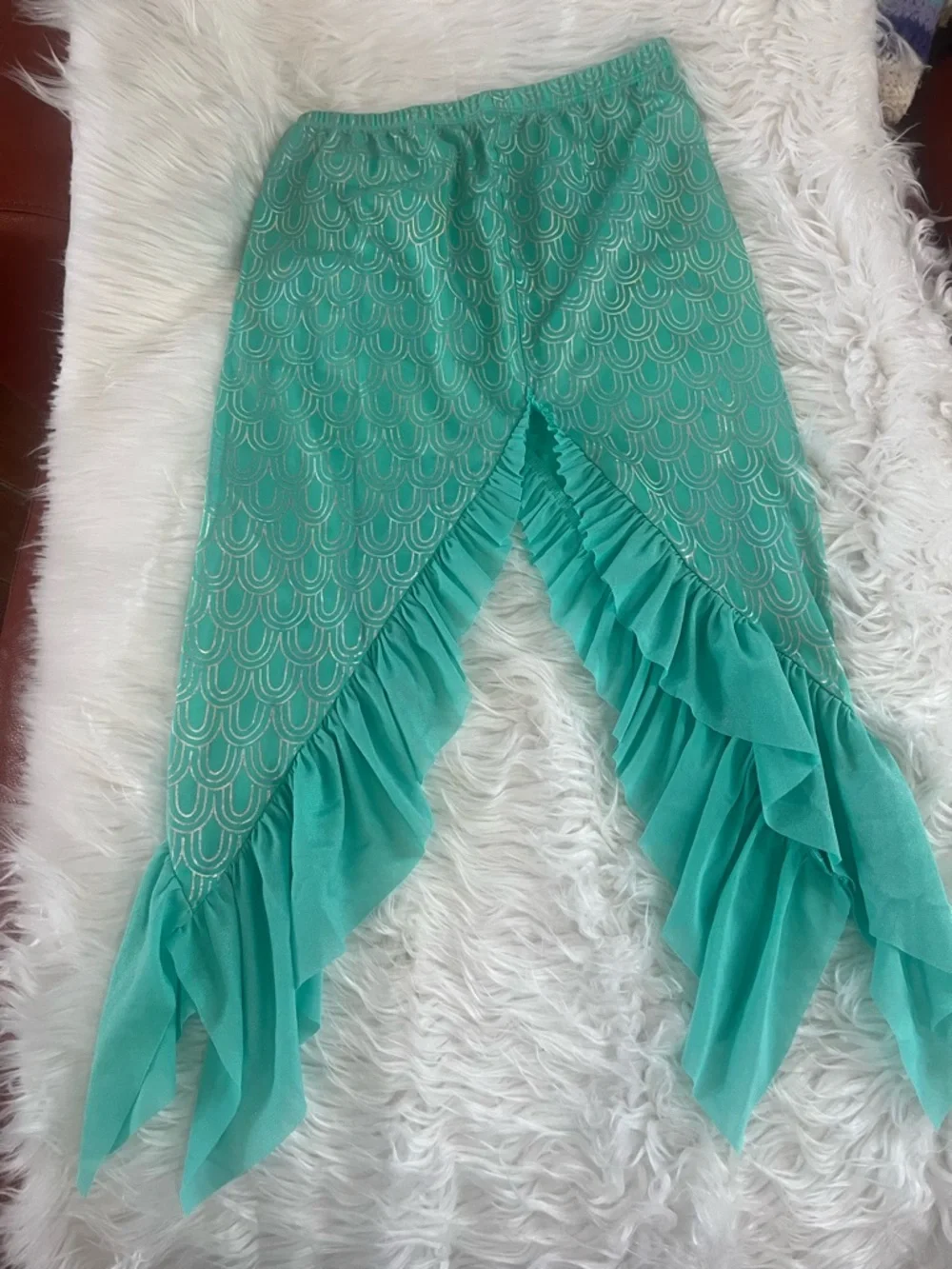 Cat & Jack Teal Asymmetrical Ruffle Hem Skirt - Picture 4 of 5